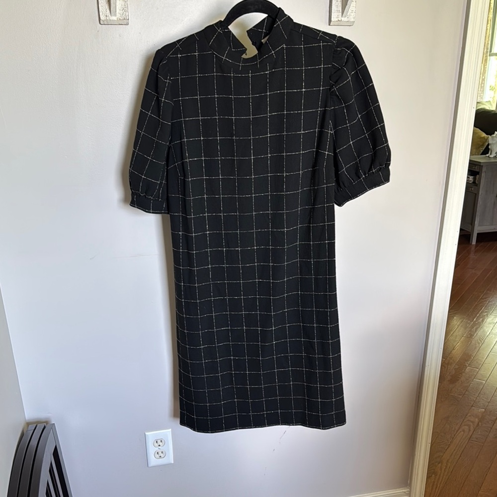 LOFT Black Puff Sleeve Sheath Dress
